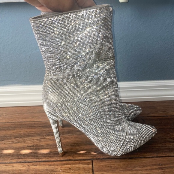 Crystal embellished heels boots diamond crystal bling embellished ankle booties - Picture 3 of 13
